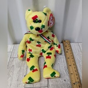 Ty Piñata Yellow Patchwork Bear Plush Toy